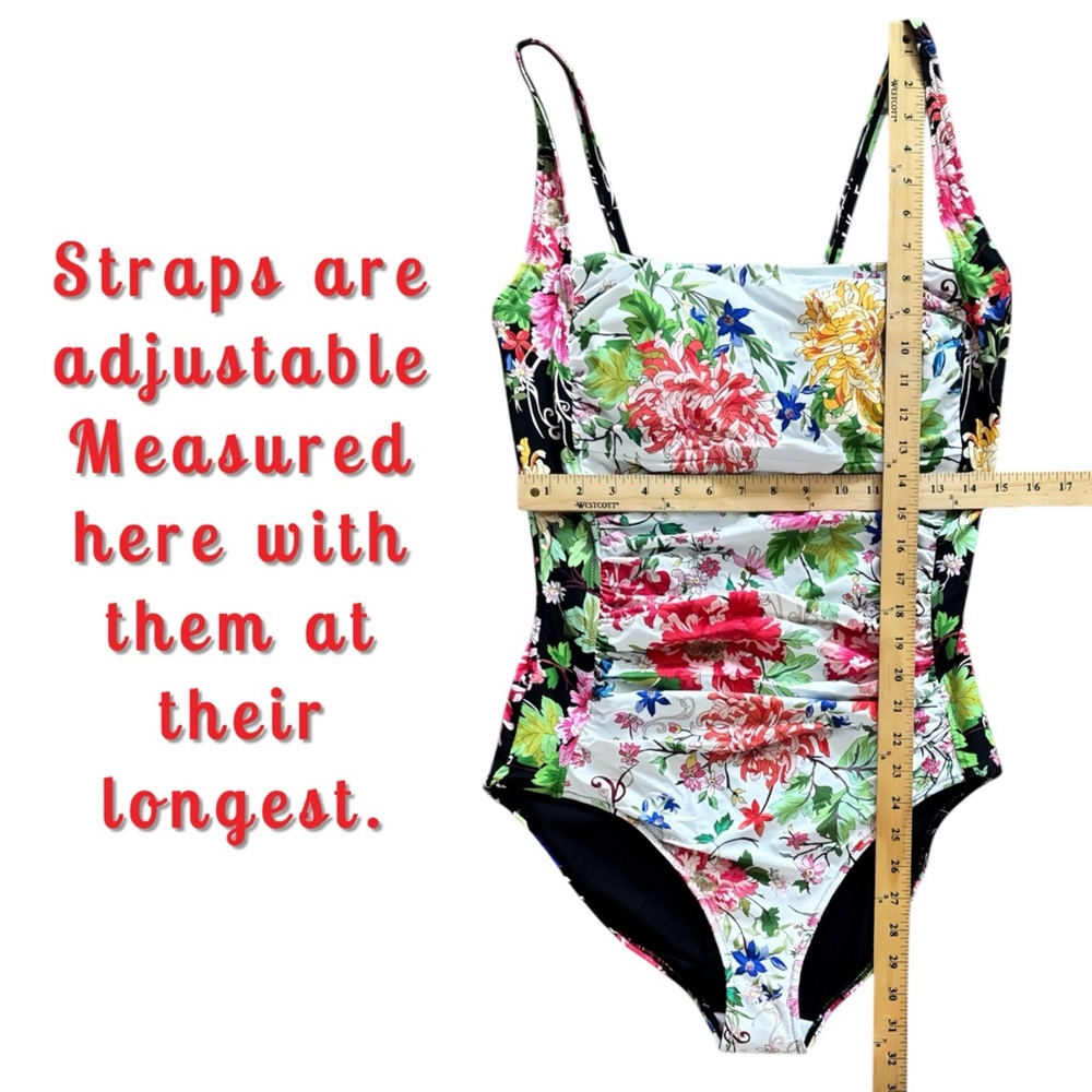 NWT Johnny Was Metalli Mix Ruched One Piece Swimsuit - Picture 10 of 16